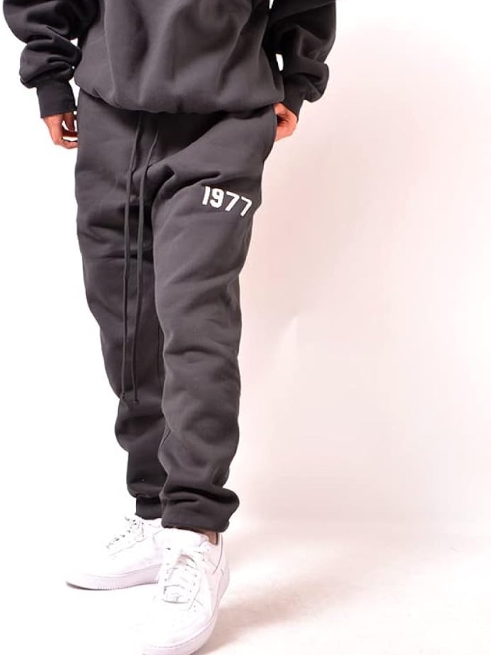 Fear of God Black Track Joggers with White 1977 Logo